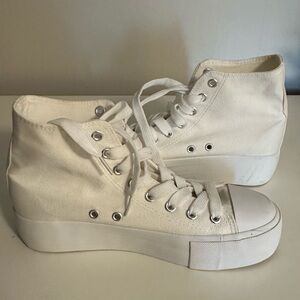 Women's White High-Top Canvas Sneakers
